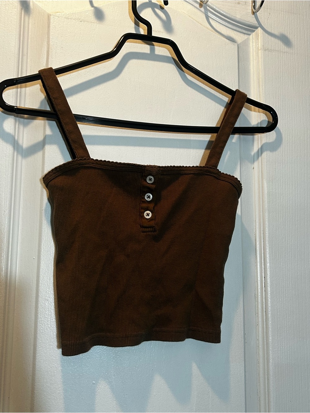 Brandy Melville Brown Ribbed Button Tank